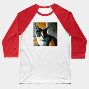 Oil Painting of Calico Cat Baseball T-Shirt